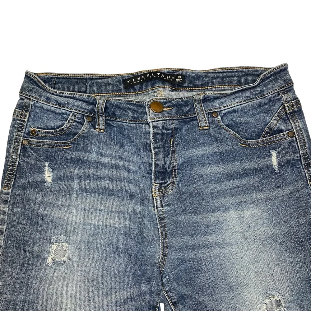 Tinseltown Distressed High Waist‎ Cuffed Denim Shorts Sz 9